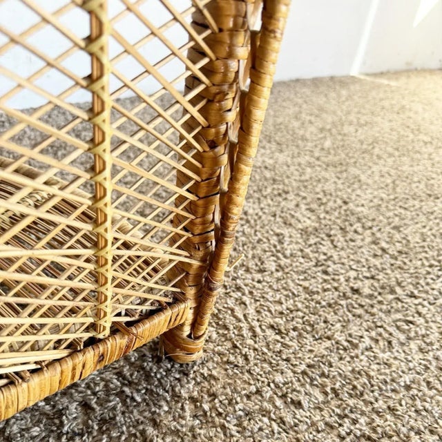 Wood Boho Chic Demi Lune Rattan Corner Shelf/Etagere For Sale - Image 7 of 9