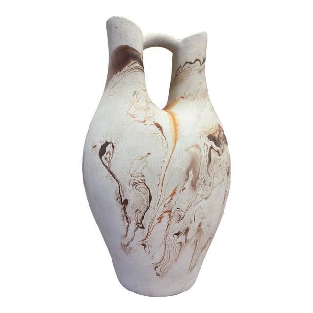 Vintage Handmade Double Spout Nemadji Vase For Sale