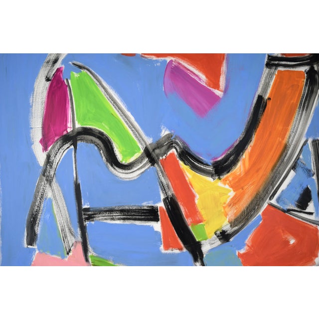 Bold Gestural Abstract Composition With Vibrant Greens and Reds by Ellis Hopkins For Sale In Monterey, CA - Image 6 of 8