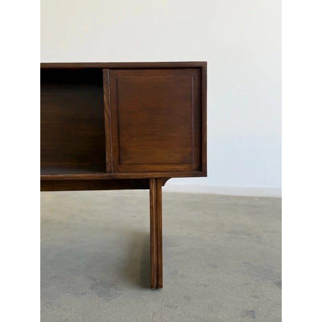 Mid-Century Modern Vintage Oak Desk With Sculptural Base For Sale - Image 3 of 15