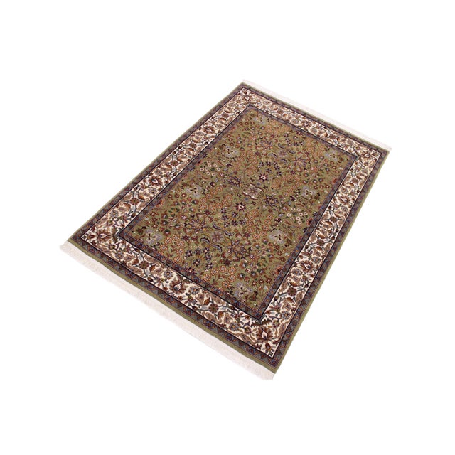 Shabby Chic Turkish Antique Hereke Wool & Silk Rug - 4'0''x6'0'' For Sale - Image 3 of 10