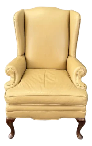 Late 20th Century Tan Leather Wingback Arm Chair