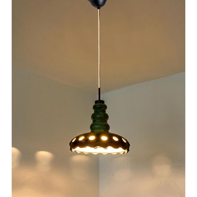 1970s German Green and Brown Hanging Lamp in Ceramic by Pan Keramik, 1970s For Sale - Image 5 of 18