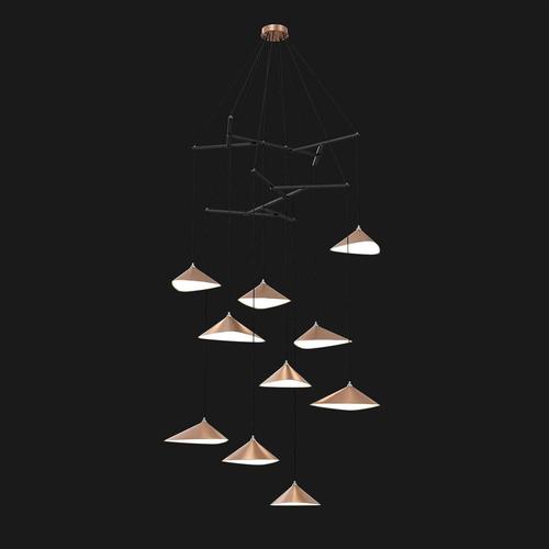 Wood Emily V10 Vertical Chandelier in Steel with Dark Bronze Finish by Moss Objects For Sale - Image 7 of 10