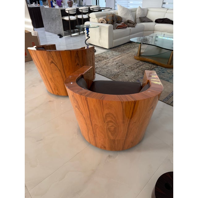 Pair of 2020 Burl Lacquer Chairs - Pairs For Sale - Image 4 of 4