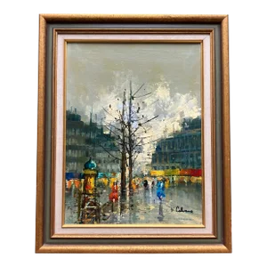 1950’s Vintage Impressionist Paris Street Scene Painting