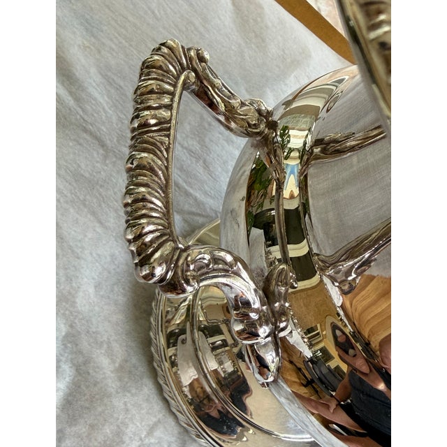 Hollywood Regency Vintage Wm. Rogers Silverplate Champagne Cooler / Wine Cooler With Rope Rim and Scroll Handles For Sale - Image 3 of 6