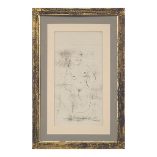 George Giusti "Seated Nude" Mixed Media Drawing 1949 For Sale