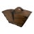 Antique Chinese Rice Grain Measure Box Dou Wooden Primitive Basket Bucket Iron For Sale