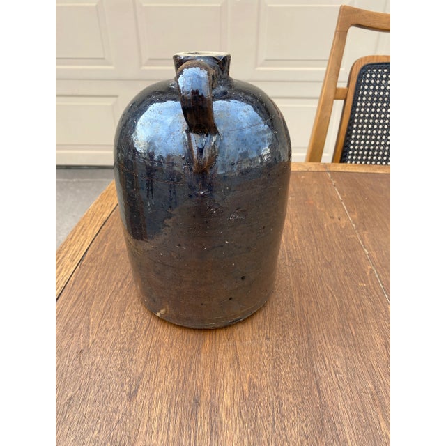 Mid-Century Modern Vintage 20th Century Brown Pottery Crock Jug For Sale - Image 3 of 6