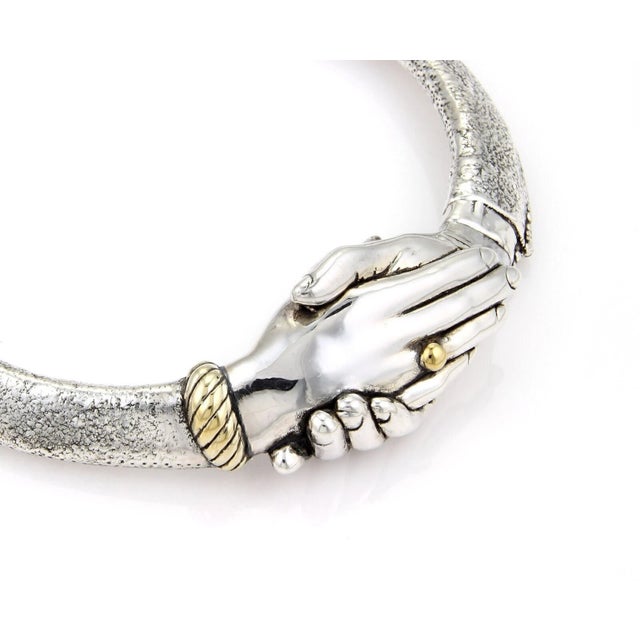 Contemporary Yaacov Heller Handshake Choker Necklace in Sterling Silver LTD 23/250 For Sale - Image 3 of 6