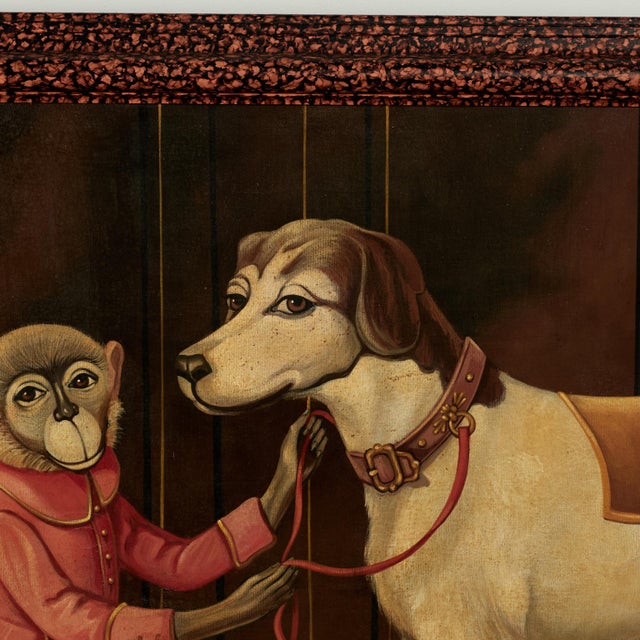 William Skilling Vintage Victorian Style Painting of a Monkey and Dog by Skilling For Sale - Image 4 of 12