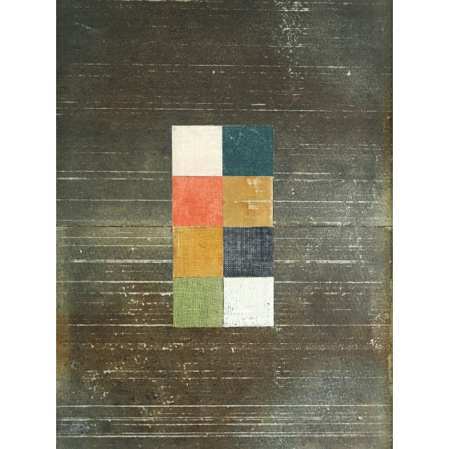 Contemporary 'Geometric Collage in Taupe' Original Mixed Media Painting by British Artist Dave Boyd, Framed For Sale - Image 9 of 10