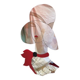 1960s Deco Lady Face Mirror Large 1980s For Sale