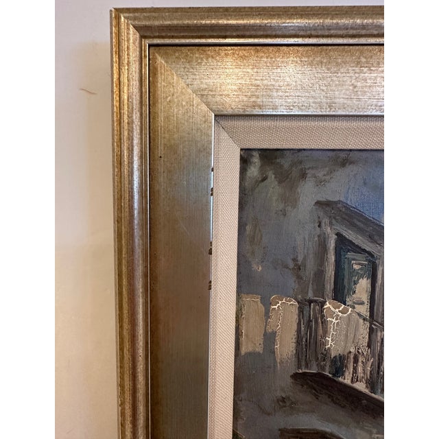 Newly Framed Lovely Vintage Painting of Paris Street Scene For Sale - Image 4 of 9