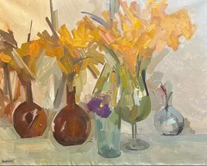 René Guinand, Faded Flowers, 1980s, Oil on Canvas