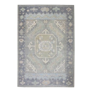 Modern Handmade Turkish Oushak Rug 8'11" X 11'6" For Sale