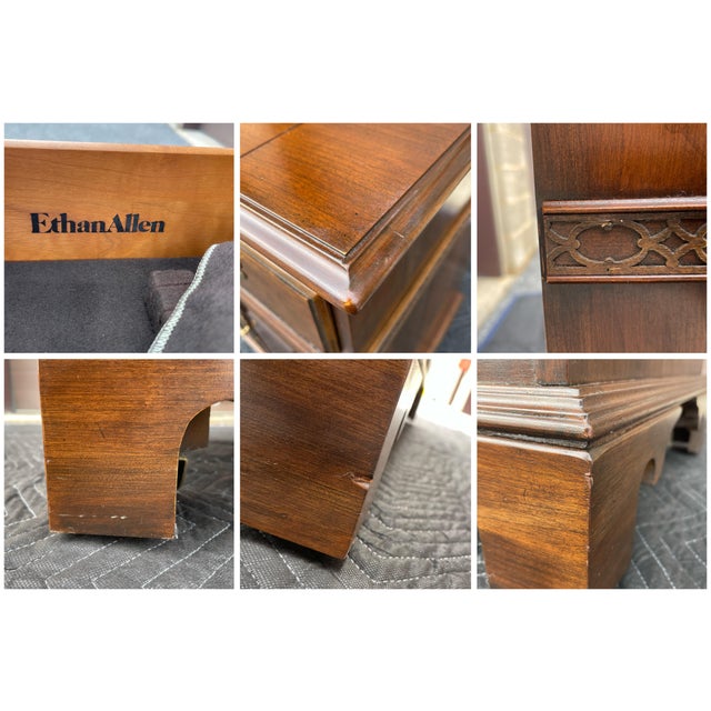 1970s Ethan Allen Georgian Court Chippendale Cherry Flip Top Server (11-6237) For Sale - Image 12 of 12