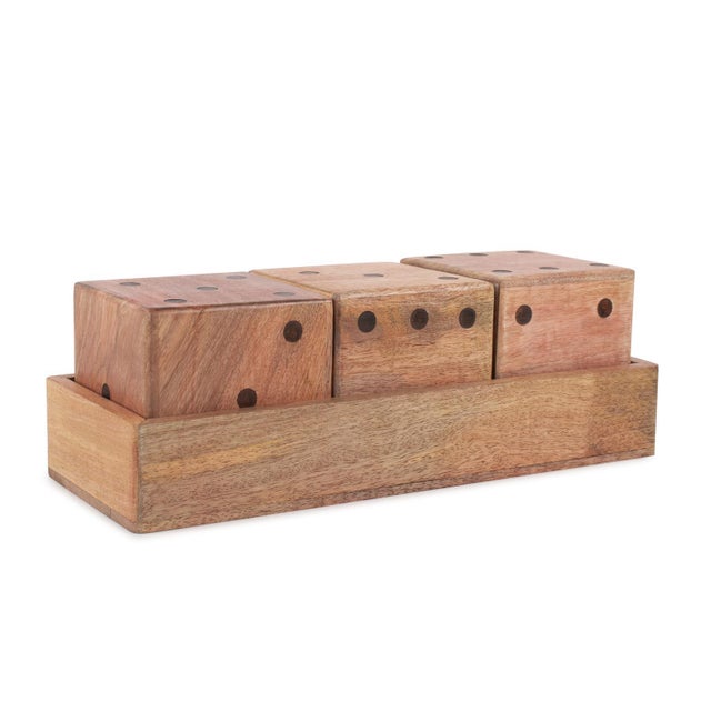 Contemporary Lady Luck Wooden Dice Set and Tray For Sale - Image 3 of 8