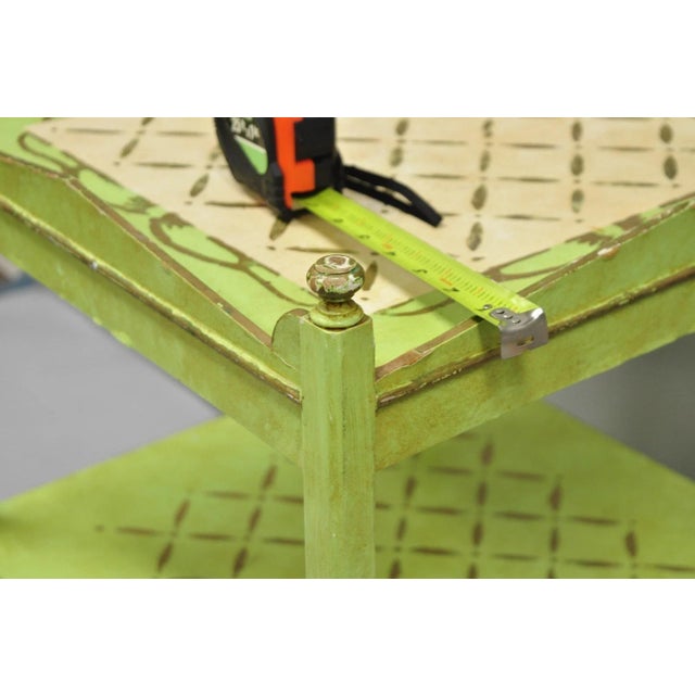Vintage Italian Venetian Green Distress Painted 3 Tier French Country Side Table For Sale - Image 14 of 16