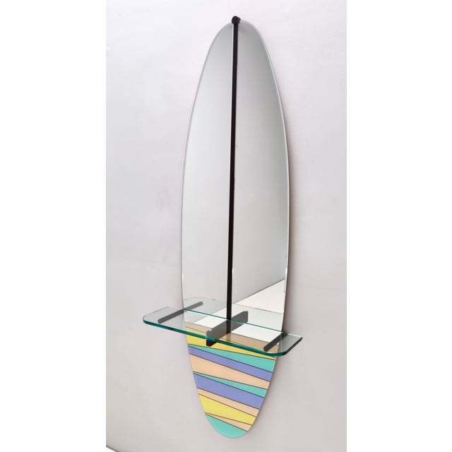 1980s Vintage Wall-Mounted Entryway Mirror and Console Table with Glass Top, 1980s For Sale - Image 5 of 17