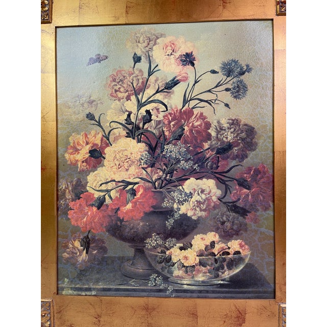 Gold Victorian Baroque Floral Gold Framed Painting For Sale - Image 8 of 13