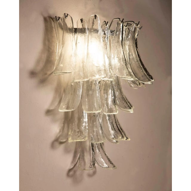 Wall Light in Transparent Glass Petals from Venini, 1970s For Sale - Image 3 of 12