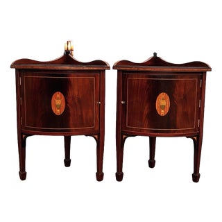 Sheraton Revival Mahogany Corner Cabinets, Set of 2 For Sale