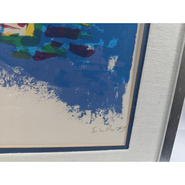 1960s Signed & Numbered Limited Edition Harbor Scene Lithograph 33/125 in Silver Gallery Frame For Sale - Image 11 of 15