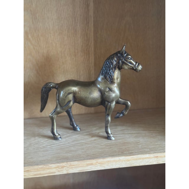Mid 20th Century Mid 20th Century Brass Prancing Horse Sculpture For Sale - Image 5 of 8