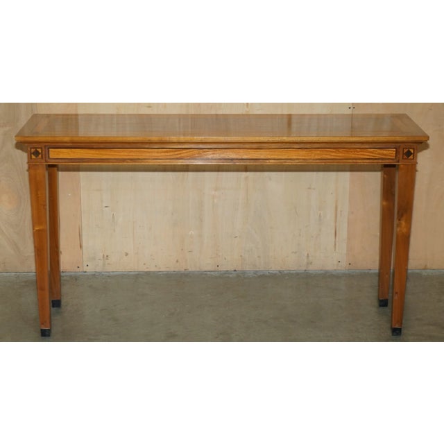 Stunning Vintage 1994 David Linley Burr Walnut Amboyna Wood Large Console Table For Sale - Image 17 of 18