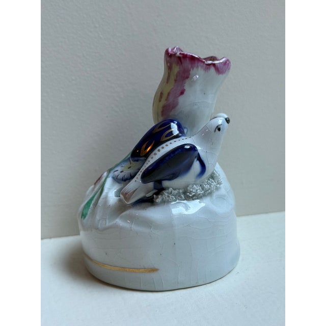 Antique Victorian Staffordshire quill holder (or inkwell) made of porcelain. From 1860 era. Perfect condition.