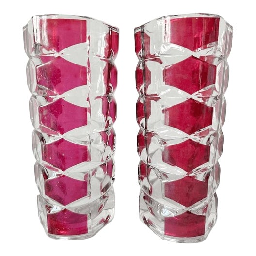Mid-Century Ruby Red Crystal Vases by J.G. Durand for Luminarc, 1970s ...