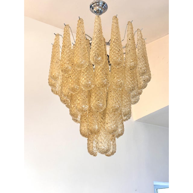 2020s Venetian Amber “Conchiglie” Murano Glass Chrome Chandelier For Sale - Image 5 of 7