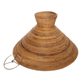 Mid 20th Century Monumental Coastal Pencil Reed Table Lamp Shade For Sale