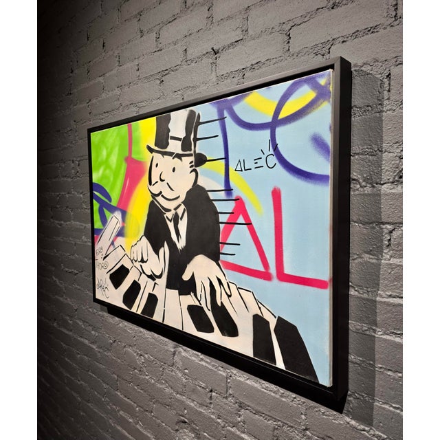 Alec Monopoly "Mr. Monopoly Playing the Piano" 2010 Painting on Canvas For Sale - Image 10 of 11