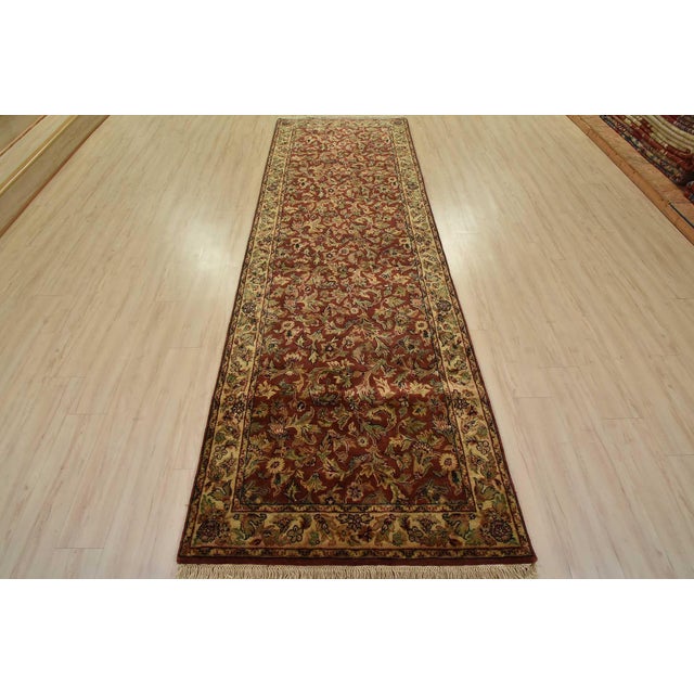 Farmhouse Agra Runner 4’1” X 11’11” Red Wool Traditional Hand-Knotted Oriental Rug For Sale - Image 3 of 13