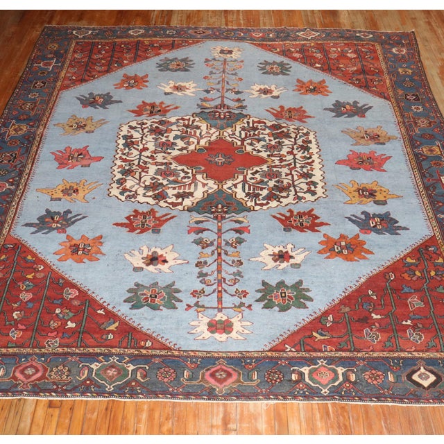 early 20th Century bold and colorful Persian bakhtiari square rug