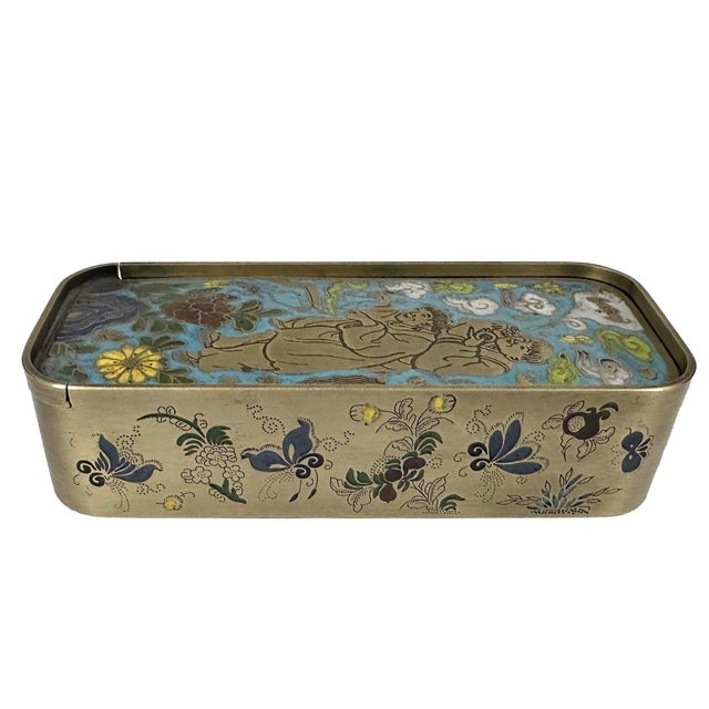 Chinese Late 19th Century Antique Chinese Scholar's Writing Box, Paktong & Champleve For Sale - Image 3 of 8