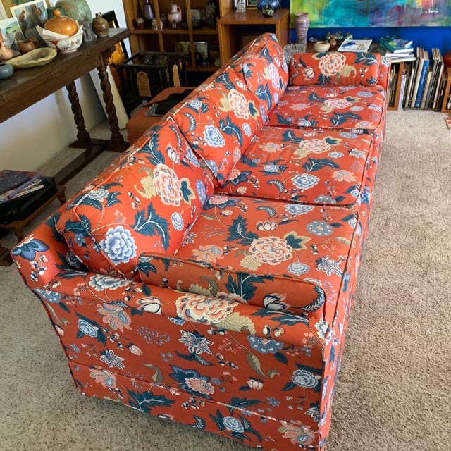 Mid-Century Modern 1970s Vintage Floral-Patterned Sofa and Loveseat For Sale - Image 3 of 8