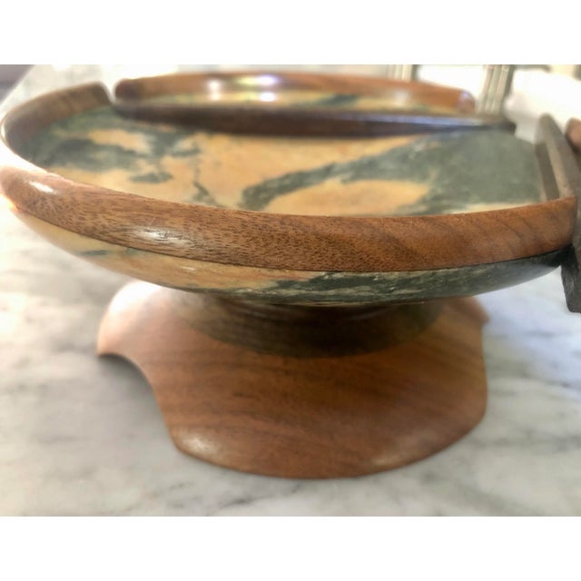 Contemporary Artist’s Stone and Turned Wood Catchall For Sale - Image 3 of 6