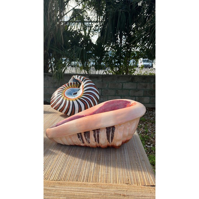 Late 20th Century Large Vintage Mexican Hand Painted Ceramic Shell For Sale - Image 5 of 12
