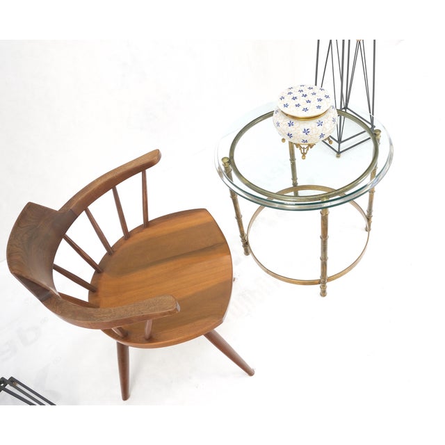 Occasional 3/4" Thick Round Glass Top Brass Faux Bamboo Base Side End Lamp Table For Sale - Image 10 of 10