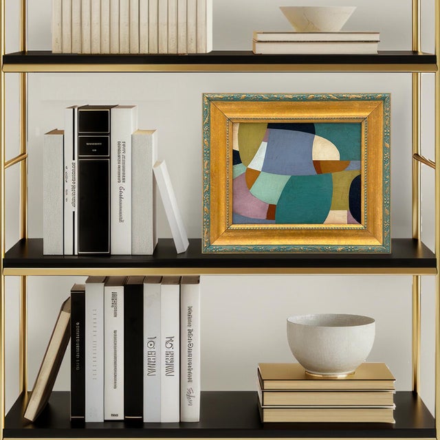 This is a new colorful color-block painting inspired by natural elements and shapes. The oil painting is done on a canvas...