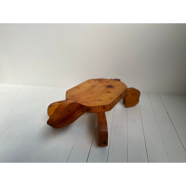 Vintage Handmade Folk Art Furniture Turtle Plant Stand or Stool For Sale - Image 4 of 9