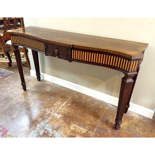 Henkel Harris Vintage Henkel Harris Flamed Mahogany Adams Style Console Table Model No. 5758 For Sale - Image 4 of 17