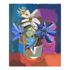 Colorful Modernist Still Life With Impasto Flowers Style of Emily Sillman