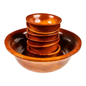 Set of 7 Mid-Century Organic Modern Wood-Turned Serving Bowls in Solid Cherry Wood, Usa, Circa 1980's