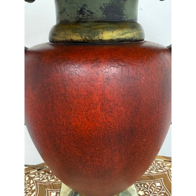 Red Neoclassical Gilt Patina Red Urn Table Lamp, Late 20th Century For Sale - Image 8 of 12