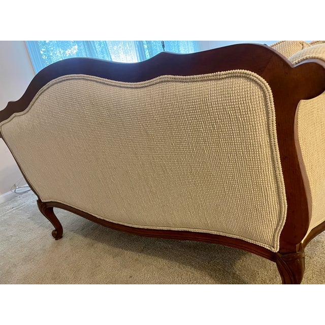 Evette Settee/Sofa in Cream Chenille Attributed to Ethan Allen For Sale In Washington DC - Image 6 of 7